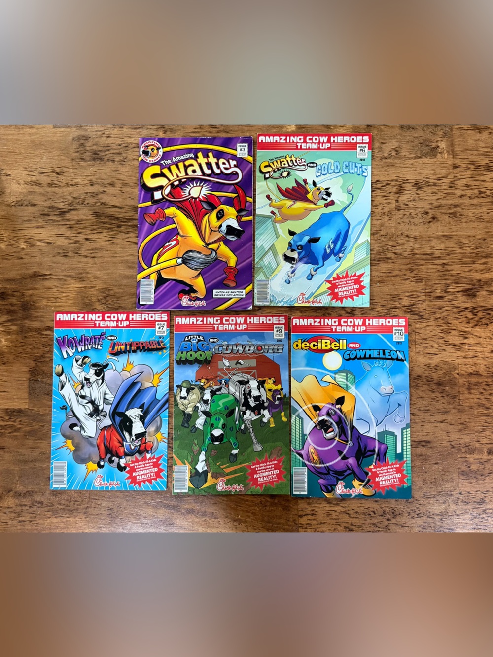 **SOLD** Lot Of 5 Chick-fil-A Promo Comics Fast Food Superheroes 3, 6, 7, 9, 10